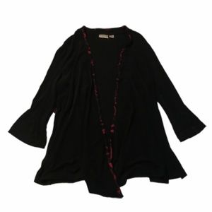 Chico’s Travelers open Cardigan Slinky jacket Black 3 16 red purple waterfall